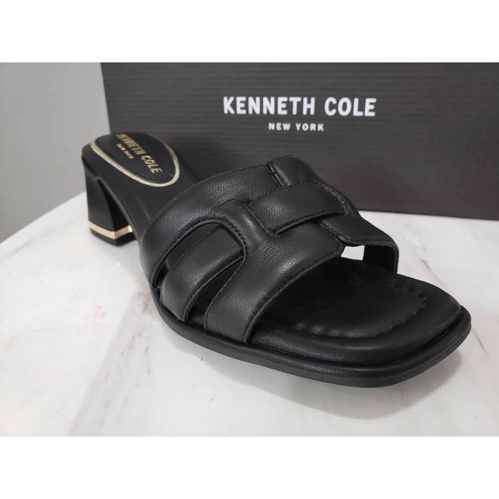 NEW Kenneth Cole BLACK GOLD Harper Woven Strap Slip-On Block Heel Sandals 6.5